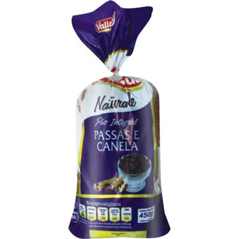 Pão Integral Valle Sul Passas e Canela 450g