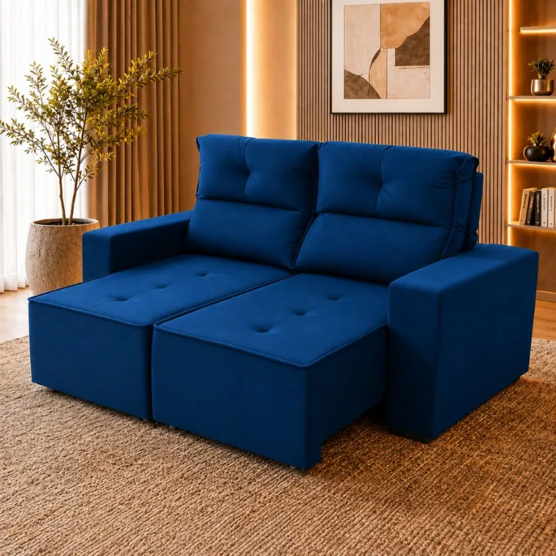 Sofá Retrátil e Reclinável 2 Lugares D23 Adapt Paraná 170cm | Azul