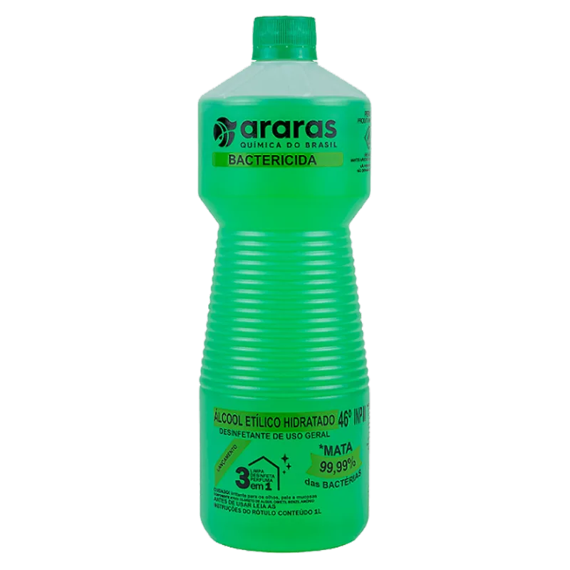 Álcool Araras Bactericida Eucalipto 46º INPM Frasco 1 litro
