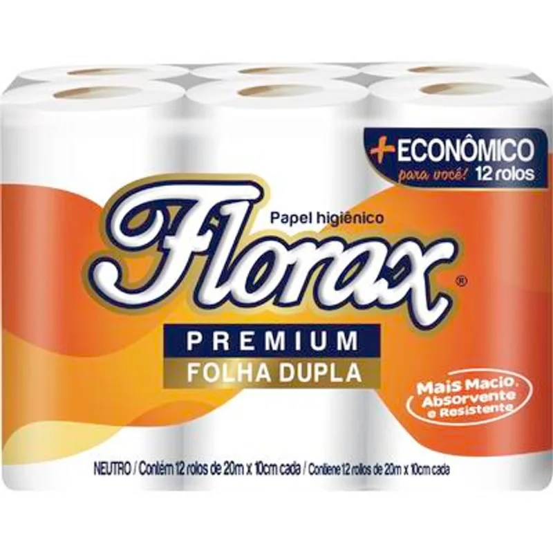 Papel Higiênico Florax Folha Dupla 20m 12 rolos