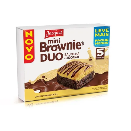 BROWNIE JACQUET 150G MINI BAUNILHA E CHOCOLATE - JACQUET