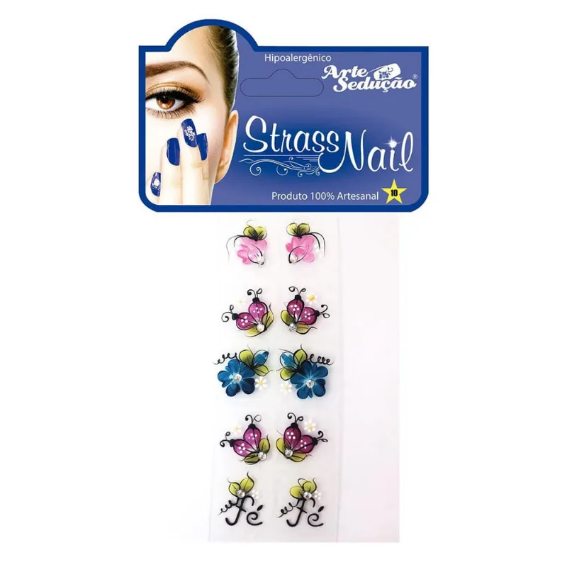Kit 100 Adesivos Para Unhas Strass Nail, 100% Artesanal