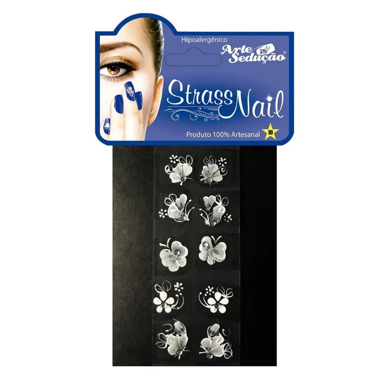 Kit 1.000 Adesivos Unhas Strass Nail, Artesanal, Branquinho