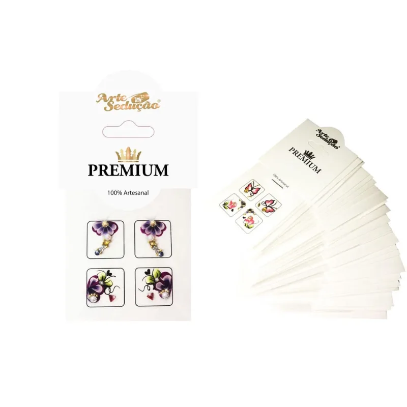Kit 100 Adesivos De Unhas Arte Sedução Premium