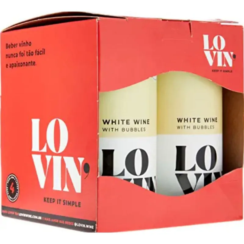 Vinho Branco Brasileiro Lovin Wine Pack com 4 Unidades de 269ml Cada