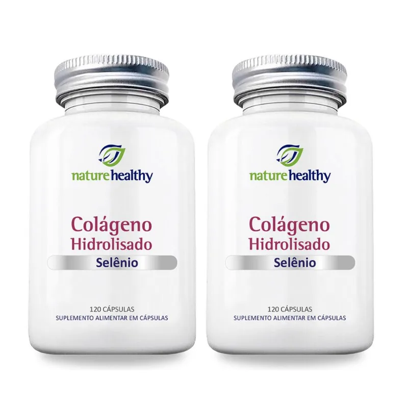 COMBO c/ 2 - COLÁGENO HIDROLISADO 400MG + SELÊNIO 60MCG c/ 120 NATURE HEALTHY
