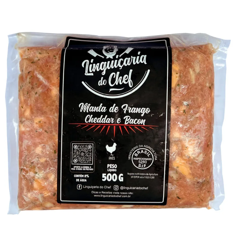 Manta de Frango Cheddar e Bacon Linguiçaria do Chef 500g