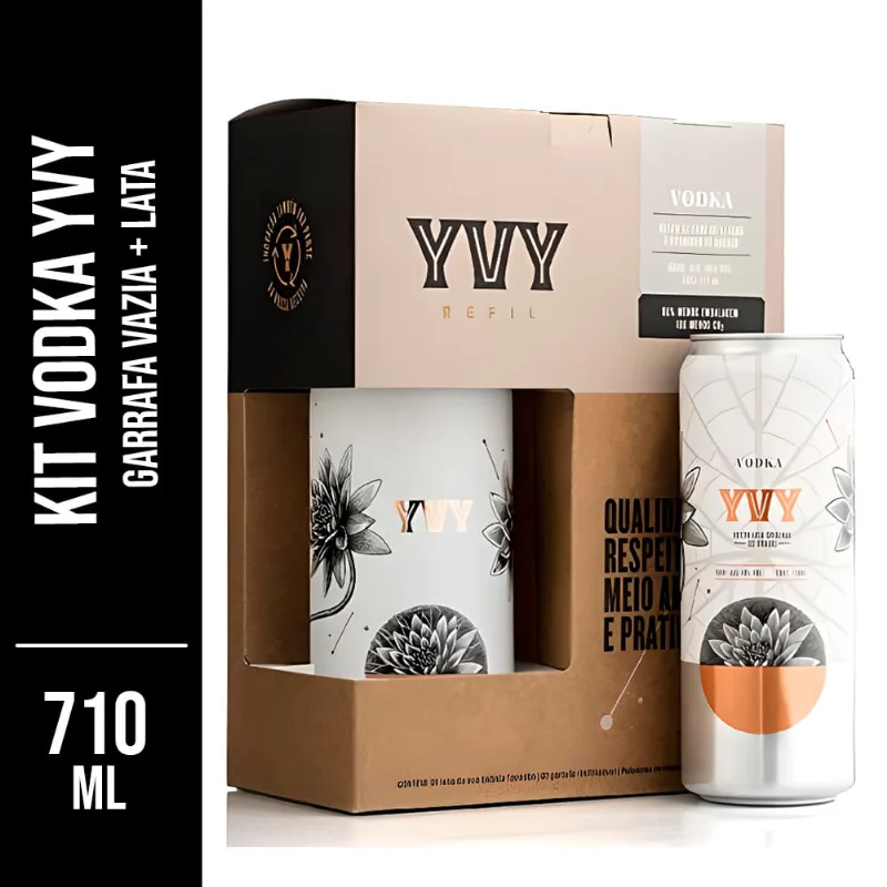 Kit Vodka Yvy Refil Garrafa Vazia + Lata 710ml