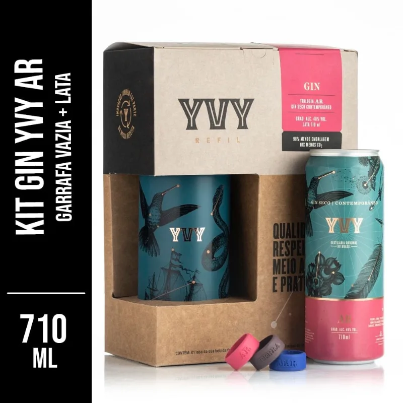 Kit Gin Yvy Ar Refil Garrafa Vazia + Lata 710ml