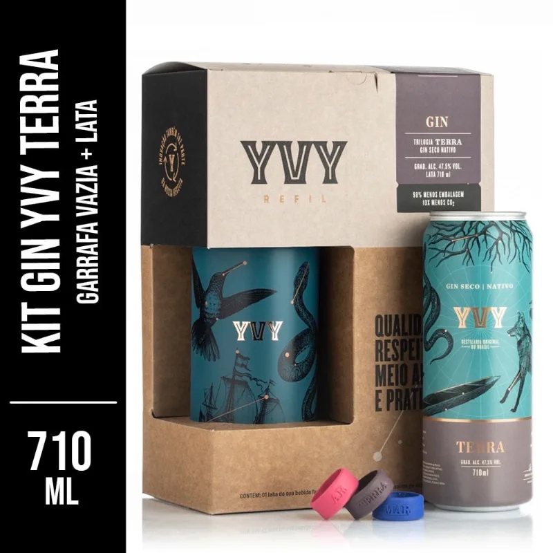 Kit Gin Yvy Terra Refil Garrafa Vazia + Lata 710ml