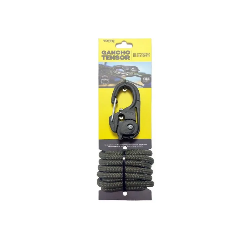 gancho tensor x2 c/corda yotto preto - YGTX2PC