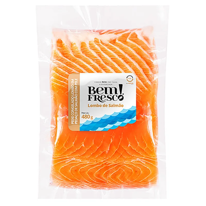 Lombo Salmão Bem Fresco com Pele Congelado 480g