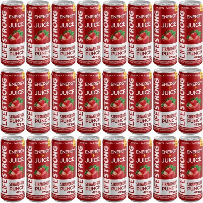 Energético Life Strong Energy Drink 24 Unidades Strawberry