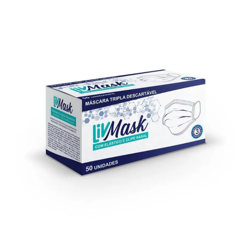 Kit 150 Unidades De Mascara Tripla Descartavel Com Elástico
