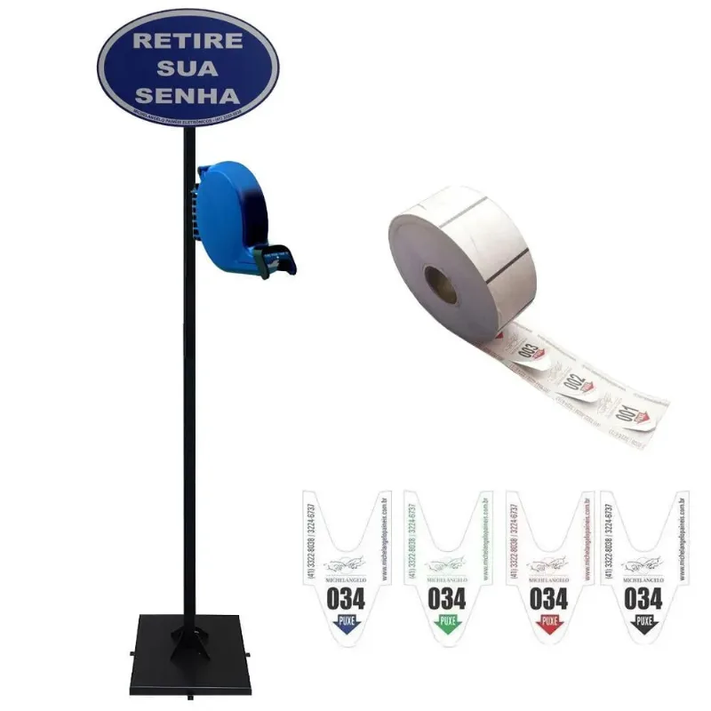 Kit Dispensador de Senha Bico de Pato com Pedestal - Azul