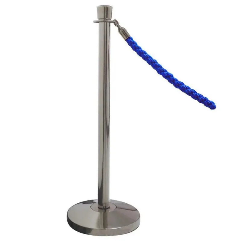 Pedestal Separador de Fila cromado com Cordão azul