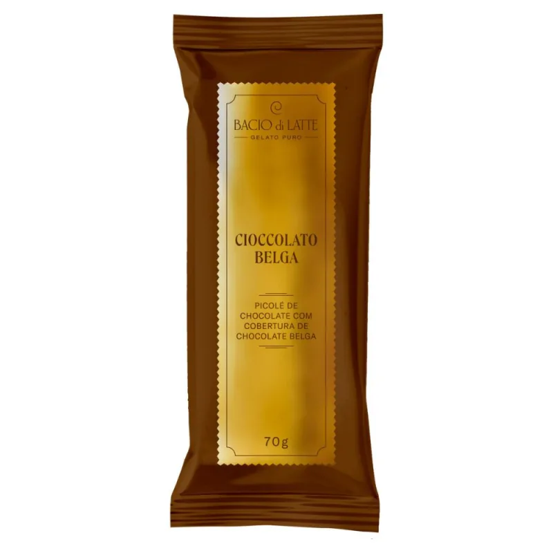Picolé Chocolate Cobertura Chocolate Belga Bacio di Latte Pacote 70g - Bacio Di Latte - Sorvete