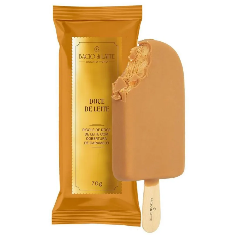 Picolé Doce de Leite Bacio di Latte 70g Casquinha de Caramelo