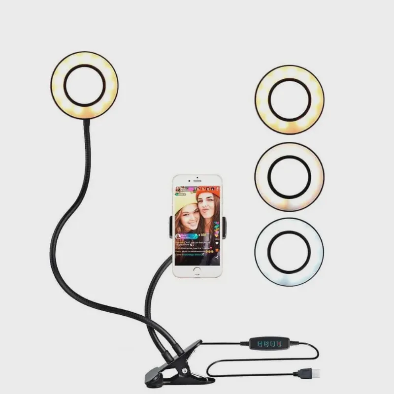 Ring Light de Mesa com Controle Preto