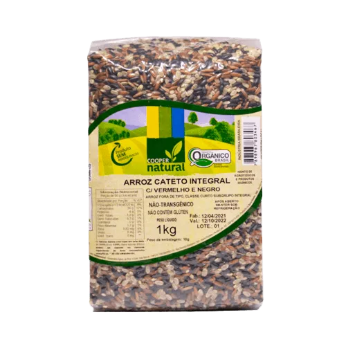 Arroz Cateto Integral Com Vermelho E Negro Orgânico Coopernatural 1kg - Não Informado - Mercearia