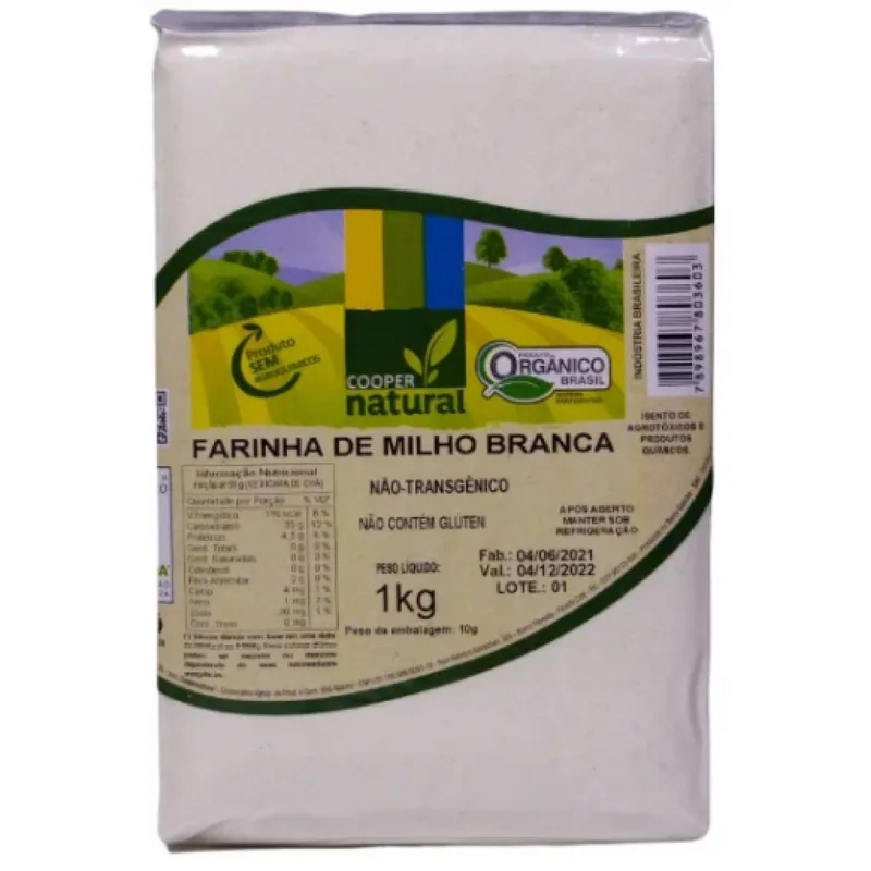 Farinha de Milho Branca Orgânica Coopernatural 1kg