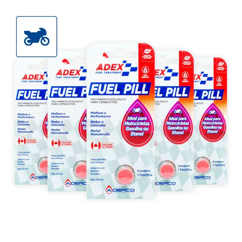 Kit 5 Un Aditivo Para Combustível Moto Adex Pastilhas