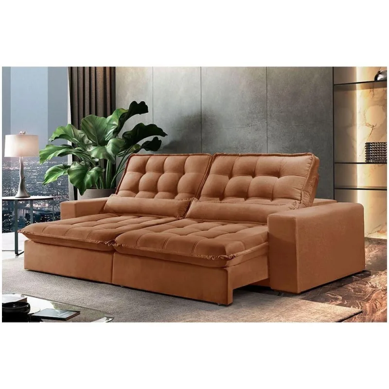 Sofá 3 Lugares Retrátil Orion Terracota - Zara