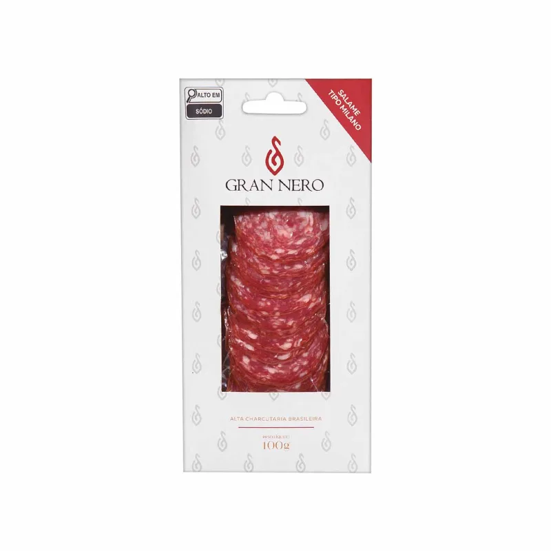 Salame tipo Milano Fatiado Gran Nero 100g - Gran Nero - Frios E Laticinios