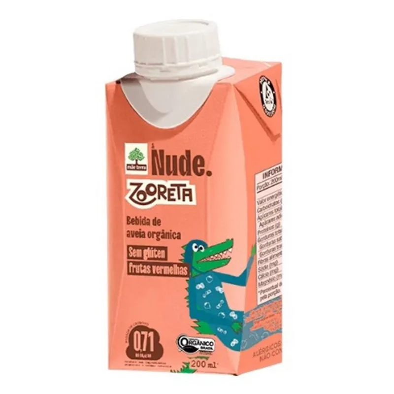 Leite Vegetal de Aveia Orgânico Zooreta Frutas Vermelhas Nude 200ml