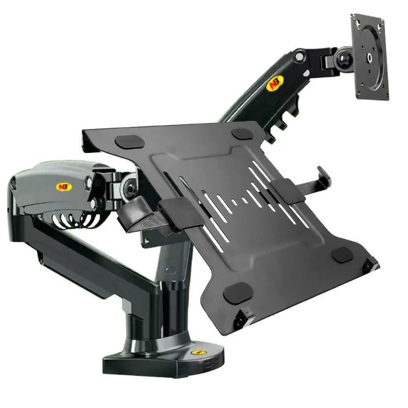 Kit Suporte Articulado Monitor E Notebook Pistão F160 Nb + Bandeja Apoio Nbh-2