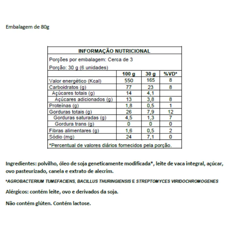 Biscoito de Polvilho Açúcar com Canela Chef di Serio 80g