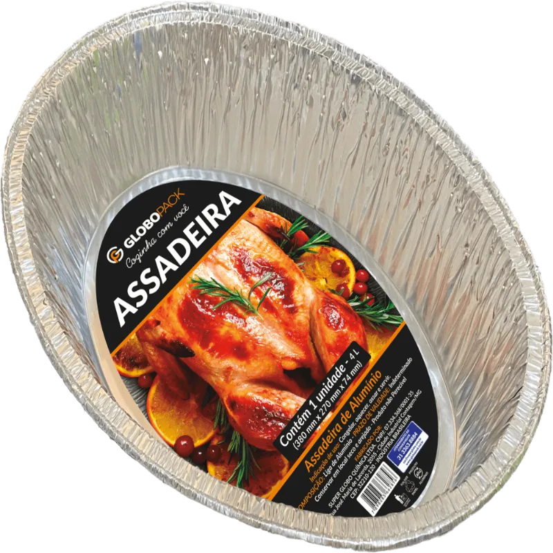 Assadeira Alumínio Globopack Oval 4 Litros
