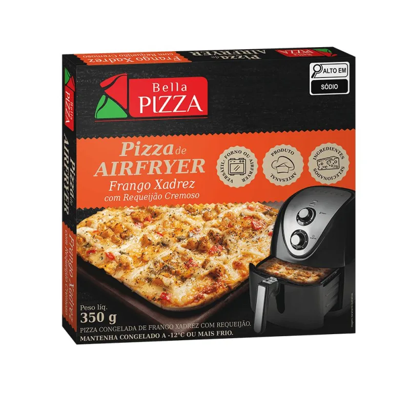 Pizza Airfryer Frango Xadrez com Requeijão Bella Pizza 350g - BELLA PIZZA - Frios E Laticinios