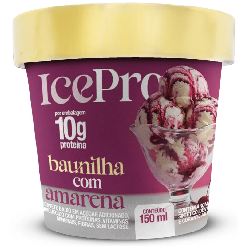 Sorvete Proteico Baunilha com Amarena Sem Lactose IcePro 150ml