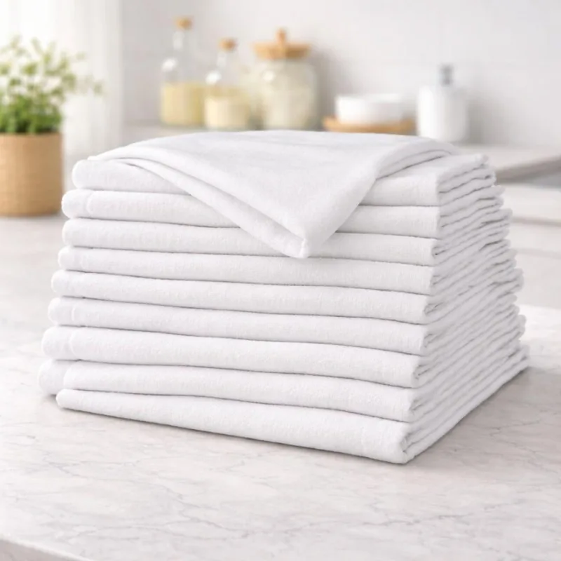 Kit Com Até 20 Panos De Chão Branco Algodão 70x 45cm Grande Grosso Duplo Alvejado Cozinha - OUTRAS - Saúde E Cuidados Pessoais