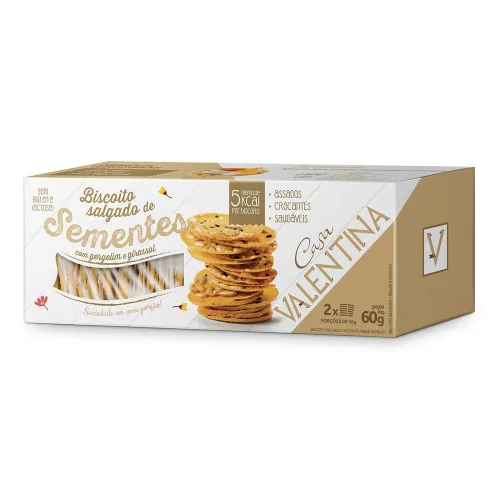 Biscoito Gergelim E Girassol Valentina 60g Alimentos - VALENTINA - Mercearia