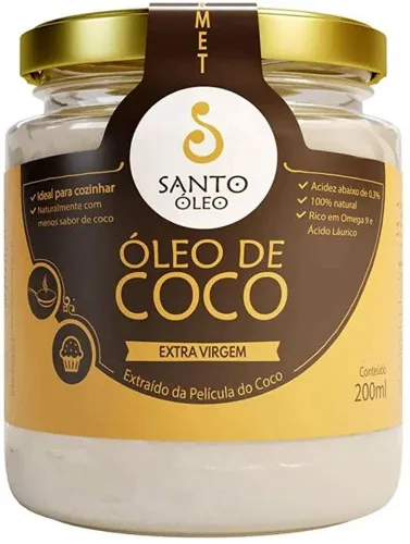 Oleo Coco Virgem 200ml Santo Oleo - SANTO OLEO - Mercearia