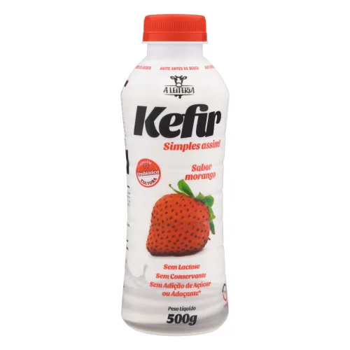 KEFIR PARCIALMENTE DESNATADO MORANGO A LEITERIA GARRAFA 500G - MORANGO