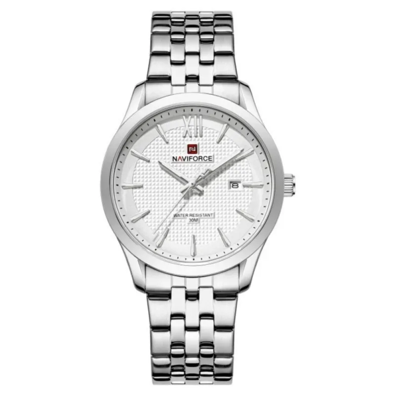 Relógio de Pulso Masculino Esportivo Aço Inox LED Branco Naviforce - Naviforce