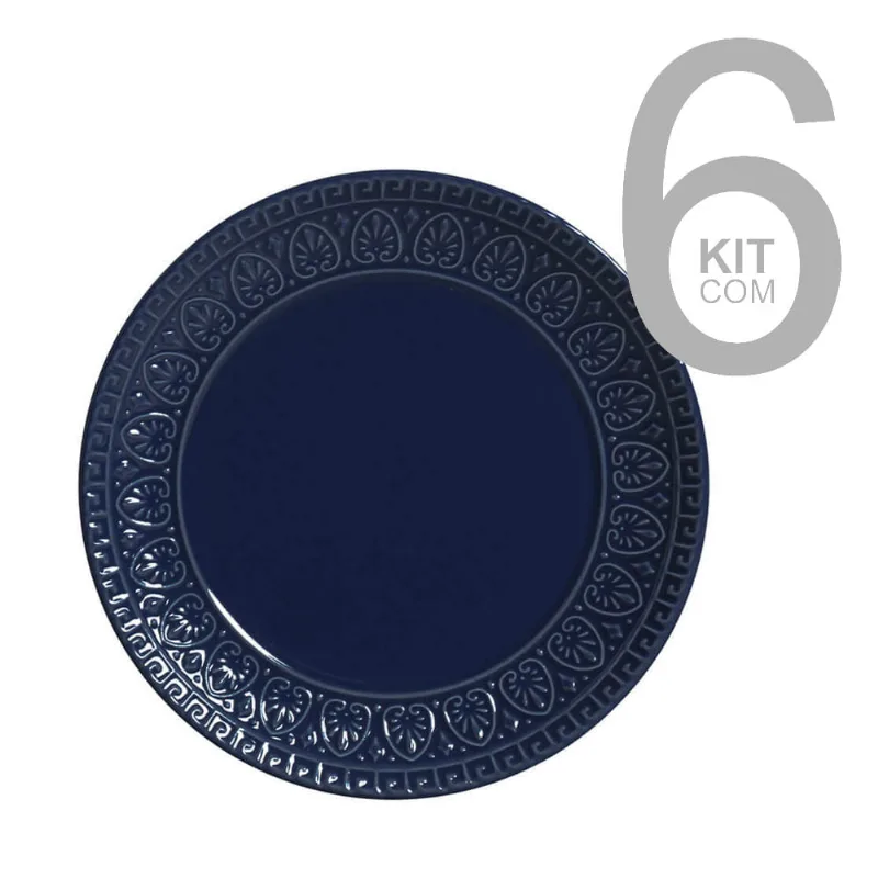 Jogo 6 Pratos Sobremesa Greek Deep Blue - Porto Brasil