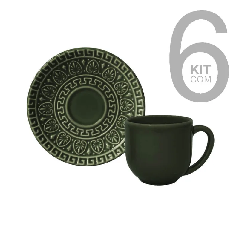 Jogo 6 Xicaras De Café Greek Botânico - Porto Brasil