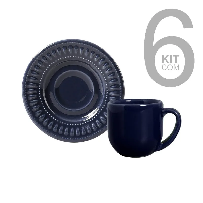 Jogo 6 Xicaras De Café Daisy Deep Blue - Porto Brasil