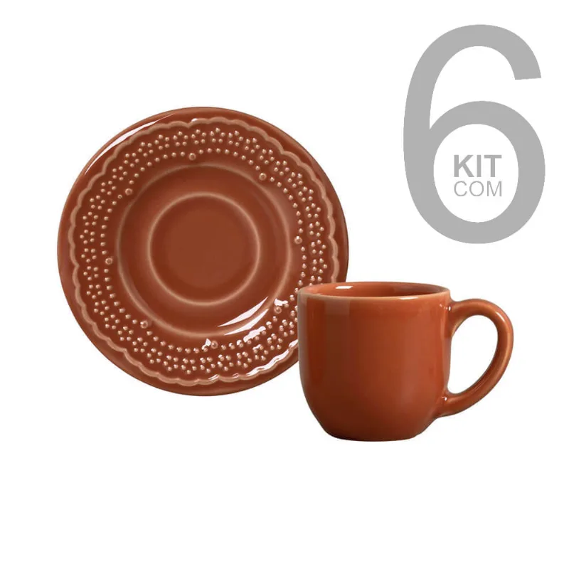 Jogo 6 Xicaras De Café Madeleine Cantaloupe - Porto Brasil