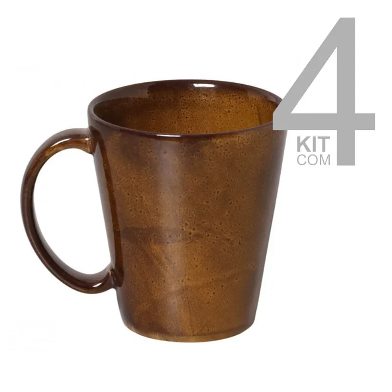 Jogo 4 Canecas Coup Stoneware Âmbar - Porto Brasil