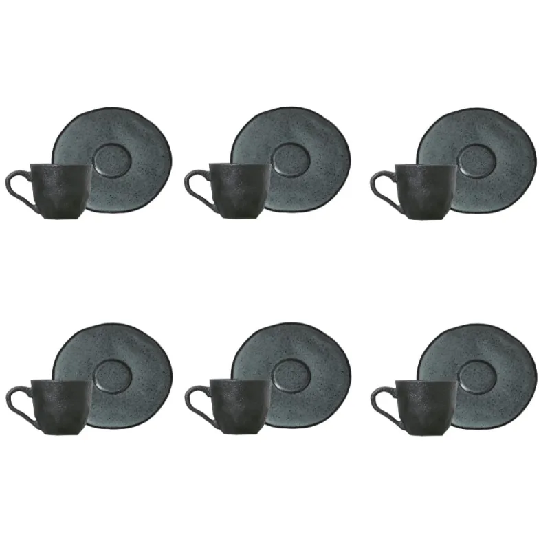 Conjunto de Xícara de Cafezinho com Pires 06 Peças Orgânico Petroleum Porto Brasil - Porto Brasil - Utilidades Domesticas