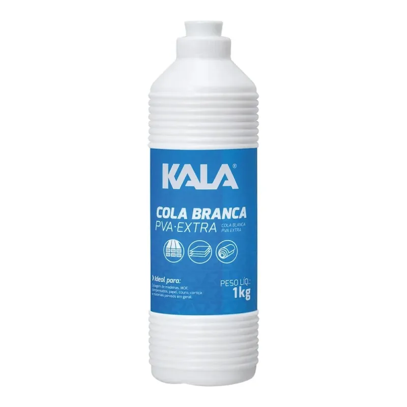Cola Branca PVA Extra 1kg Kala Para Madeira Mdf Couro - Kala - Ferramentas