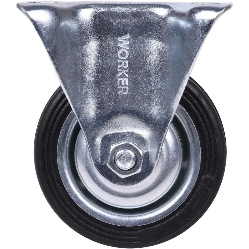 Rodízio De Borracha 5" 125mm Fixo Preto Worker 100kg