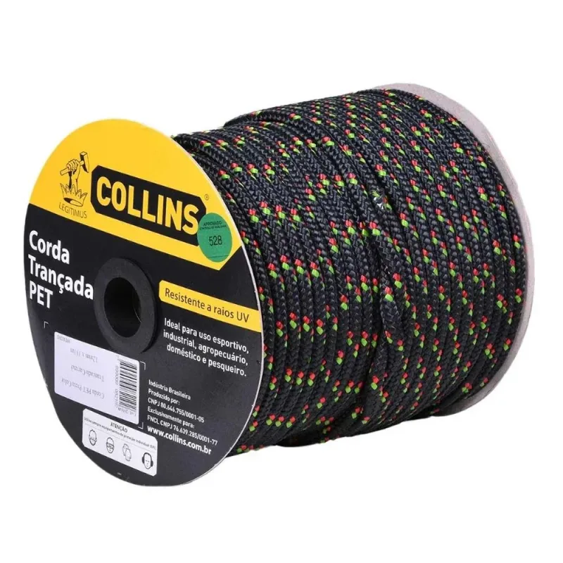 Corda Pet Trancada 10mm 147m 840 Kgf Preta Collins 205605