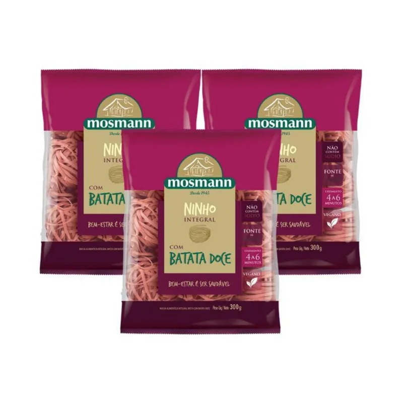 Kit 3X: Macarrão Ninho Integral Com Batata Doce Mosmann 300G