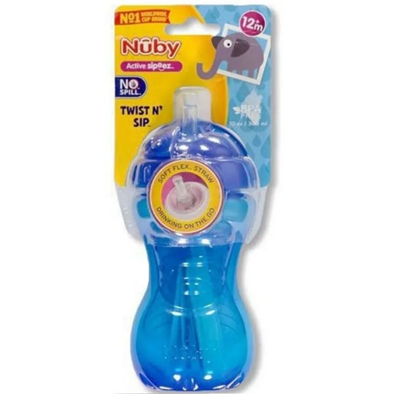 Copo Canudo SIL Antivazamento Tampa Giratoria 300ML NUBY 12M
